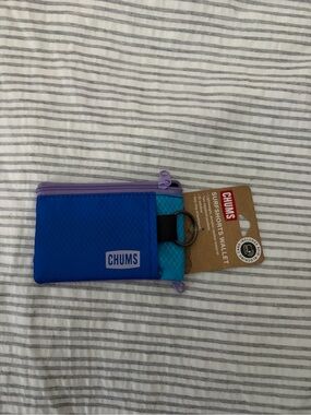 CHUMS Blue Wallet with Purple Zipper